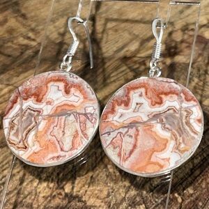 Quarter Size Laguna Lace Agate Earrings 1 1/2”